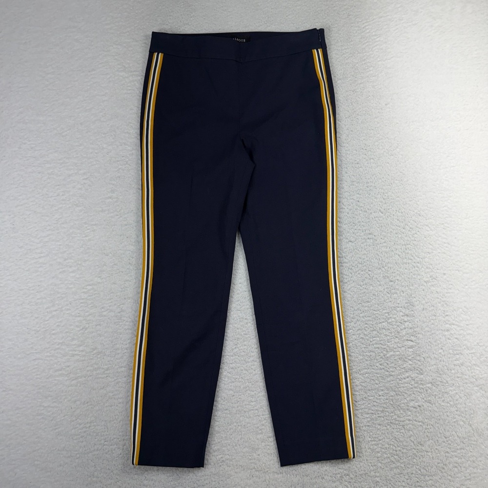 Talbots Chatham Slim Ankle Pants Women 6P Blue Side Stripe Stretch Denim 30x25.5